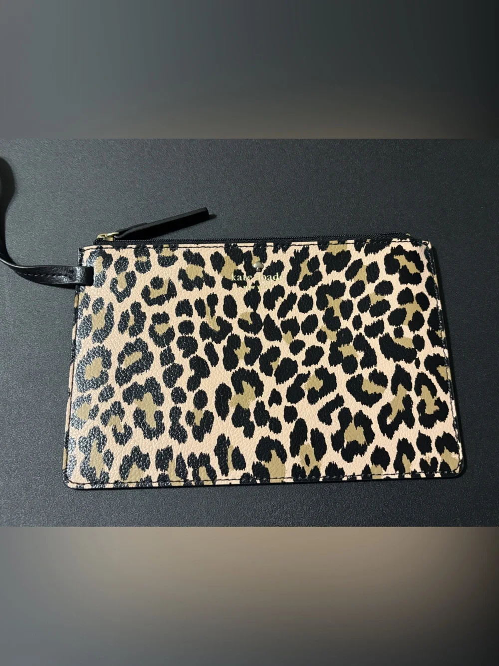 Kate Spade Leopard Print‎ Zip Pouch Wallet - Black & Tan